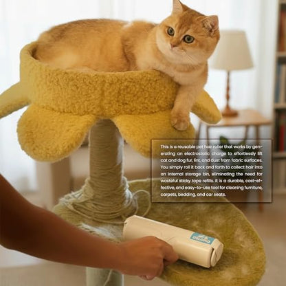 Pet Hair Remover Roller for Dogs & Cats – Reusable Fur & Lint Remover Tool, Portable Hair Removal Roller for Furniture, Couch, Carpet, Rugs, Bedding, Car Seats & Clothes, Easy-Grip Handle