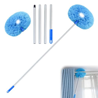 Ceiling Fan Cleaner Duster, Reusable Microfiber Duster with Extension Pole, Removable Dusters for Electric Fans Air Conditioning, Home Car Vents, Curtain (Blue-4Pole) - color: Blue-4pole
