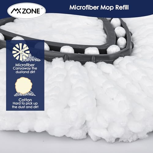 Spin Mop Head Replacement Handle Compatible with O Cedar EasyWring 1-Tank System, 4 Mop Replace Heads, 1 Mop Handle, 1 Base and 1 Scrub Brush Combo Set - size: 7pcs 1-Tank Mop Set