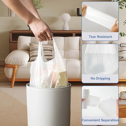 WAIKAS 8 Gallon Trash Bags with Handles, Pack of 42, Garbage Bags, Size 55 * 70cm, Weight 8g/pcs, Unscented, White - color: White, size: 42 Count (Pack of 1)