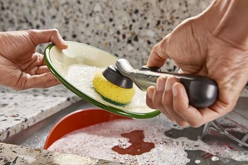 Joseph Joseph SinkTech Dish Brush and Sponge Set with Replacable Heads and Large Stainless-Steel Storage Stand Drip Tray - style: With Storage