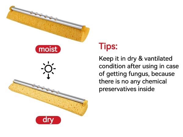 Cellulose Sponge Pop Up Sponge 4 Swop Roller Sponge mop Suitable for Wood, Ceramic Tiles and Other Flat Floors ( 4 Heads Only) (Light Yellow) - color: Light Yellow