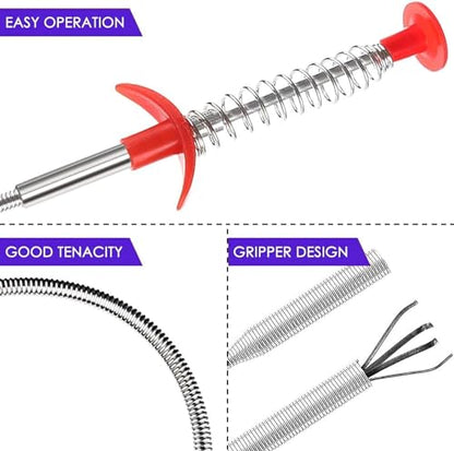 33.8 inch Drain Snake Hair Drain Clog Remover Tool - Sink Drain Cleaner for Toilet Sewer Shower Kitchen Bathroom Tub Clogged Drains Opener Cleaning Tool, Flexible Grabber Claw Pick Up Tool (33 in) - style: 33 in