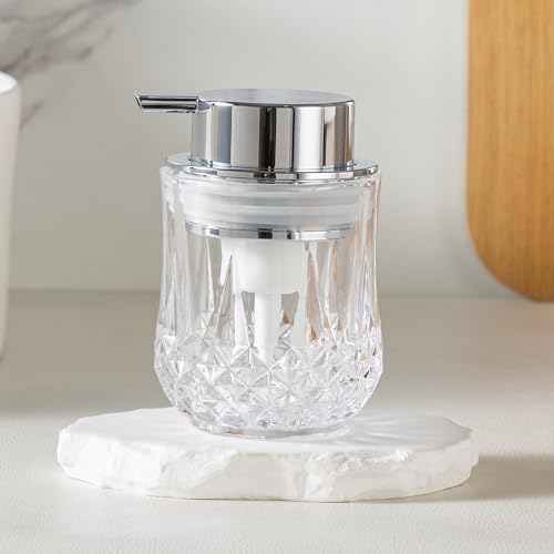 Enra Foaming Soap Dispenser for Bathroom and Kitchen - Glass Refillable, Modern Home Design (Clear/Silver Foam Pump) - color: Silver Pump-foam