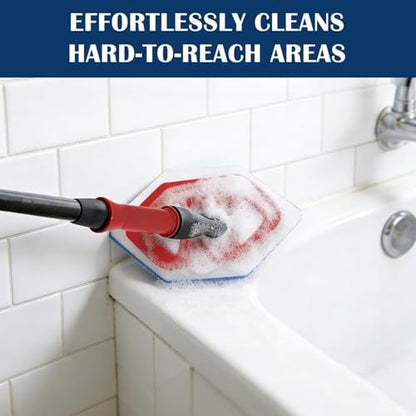 4 Pack Mop Refill Pads Compatible with Vileda Bath Magic Bathroom & Tub Mop, Triangle Sponge Scrubber Replacement for Cleaning Tiles, Glass Doors, and Corners