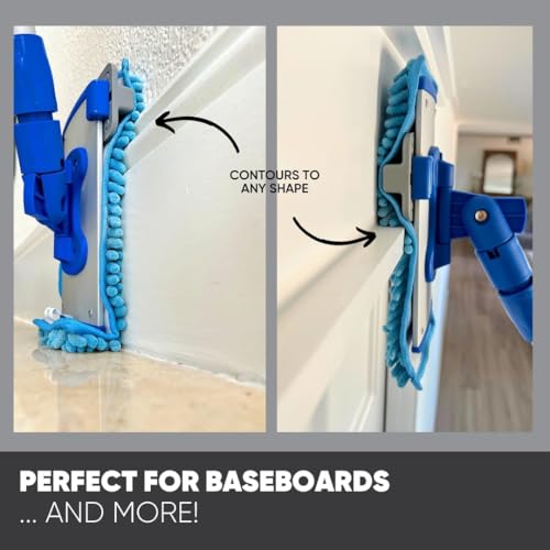 Microfiber Wholesale Baseboard Pro Mucho Mop, Chenille Microfiber Pad, 70" Handle, for Baseboards, Hardwood, Tile and Laminate Floors, 2.5 lbs - size: Baseboard Kit