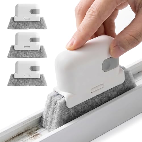 2026 New Magic Window Track Cleaner Set – Handheld Multipurpose Cleaning Brush Windows Screen Brush for Window Grooves, Tile Grout Lines, Shutter Slats, Car AC Vents & Narrow Gaps (3pcs Grey) - color: 3pcs Grey