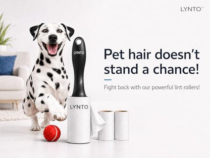 Extra Sticky Pet Hair Lint Roller — 300-Sheet Value Set with Upgraded Handle and 5 Rolls, Powerful Portable Hair Remover for Clothes, Furniture, Couches, Dogs & Cats