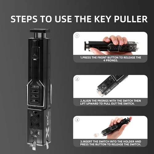 OHY 2 in 1 Keycap Puller and Switch Puller, ABS Plastic Mechanical Keyboard Removal Tool, Universal Keyboard Maintenance Kit, Easy to Detach Keycaps & Switches with Bonus Mini Cleaning Brush, Black