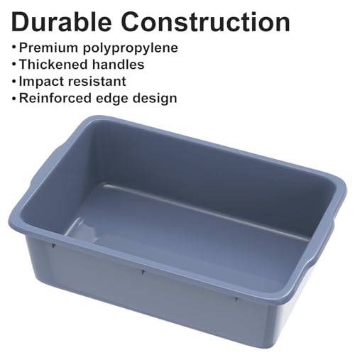DUNCHATY 8.6 Gallon (33L) Plastic Bus Tubs - Extra Large Commercial Grade Utility Box and Wash Basin Boxes for Restaurant Kitchen Organization and Storage - 24.5" L x 16.5" W x 7" H (8.3Gal/33L)