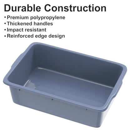 DUNCHATY 8.6 Gallon (33L) Plastic Bus Tubs - Extra Large Commercial Grade Utility Box and Wash Basin Boxes for Restaurant Kitchen Organization and Storage - 24.5" L x 16.5" W x 7" H (8.3Gal/33L)