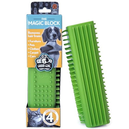 Magic Pet Hair Block Brush (Field Green) | Ultimate Dog & Cat Hair Remover for Sofa, Furniture, Carpet, Bedding, and Clothing | Reusable, Durable, and Easy to Use - color: Field Green