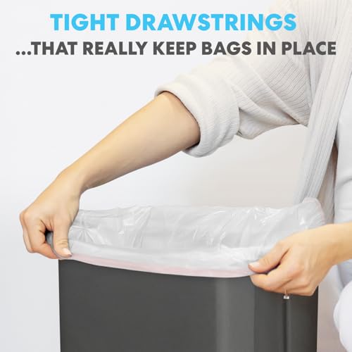 Simpli-Magic 13 Gallon Drawstring Trash Bags, Code B, 120 Pack – Tall Kitchen Garbage Bags, Custom Made with Premium Materials (White) - size: 120 Count (Pack of 1)