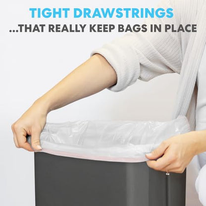 Simpli-Magic 13 Gallon Drawstring Trash Bags, Code B, 120 Pack – Tall Kitchen Garbage Bags, Custom Made with Premium Materials (White) - size: 120 Count (Pack of 1)