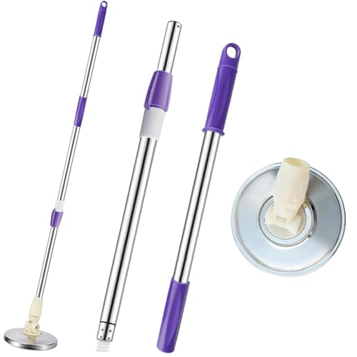 Spin Mop Replacement Handle 360 Degree Spin Mop Pole Handle Replacement Rotating Telescopic Stick for Mop Head, Ideal for Home and Household Cleaning - color: Purple, style: Stainless Steel Disc