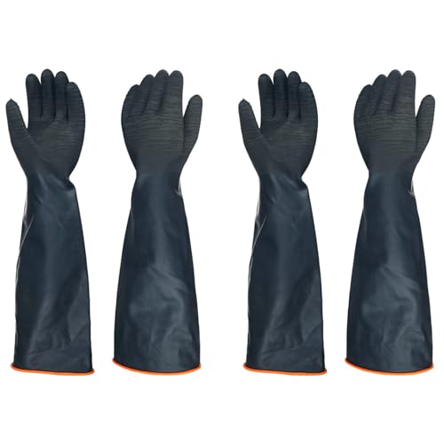 North Tower Heavy Duty Rubber Gloves, Industrial Gloves Waterproof Reusable Protective Work for Cleaning, Dishwashing,Upgraded with Non-Slip Design, Black (22in,2pair) - size: 22”（2 pair）