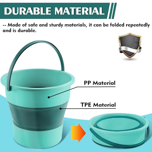 Collapsible Bucket 1.3 Gallon/5L Small Plastic Household Cleaning Mop Buckets Foldable Water Bucket for Car Wash Fishing Camping Beach (Green) - color: Green