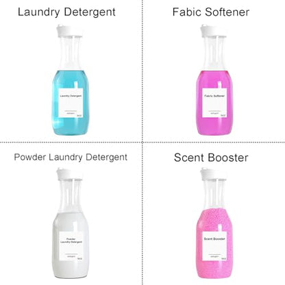 54 OZ Laundry Detergent Dispenser, Laundry Soap Dispenser, Liquid Laundry Detergent Container and Organizer, Clear Plastic Fabric Softener and Laundry Powder Dispenser for Laundry Room, 3Pack - color: 3p