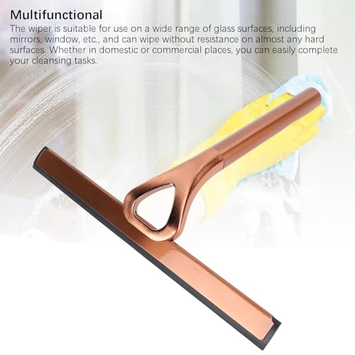 Shower Squeegee for Glass Doors, Stainless Steel and Silicone Shower Squeegee with Hook for Bathroom Mirrors and Window (Antique Brass) - size: Antique Brass