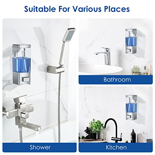 Manual Soap Dispenser, 17oz/500ml Wall Mount, Large Capacity Kitchen Bathroom Hand Soap Dispenser, Commercial Refillable Shampoo Shower Gel Lotion Dispenser, Chrome - color: Chrome 500ml