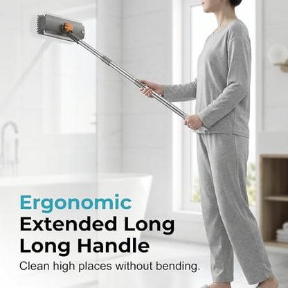 Floor Scrub Brush with Long Handle, 3 in 1 Scrape and Heavy-Duty Stiff Bristle Scrubber Brush, 2-in-1 Floor Brush with Built-in Squeegee, 3 in 1 Floor Scrub Brush (Black-1PC) - color: Black-1pc