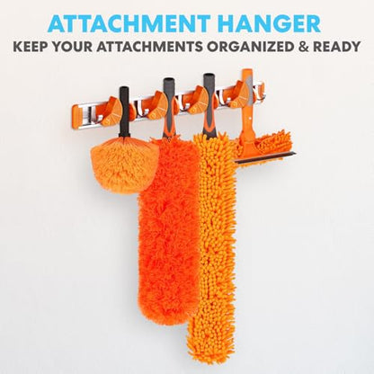 Simpli-Magic 20 Foot High Ceiling Duster Kit with 5-12ft Heavy Duty Extension Pole,High Reach Duster for Cleaning,Microfiber Feather Duster,Cobweb & Ceiling Fan Duster,Window Squeegee & Cleaner,Orange - color: Orange