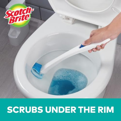 Scotch-Brite Disposable Toilet Scrubber Starter Kit, Disposable Refills with Built-in Bleach Alternative, Includes 1 Handle, Storage Caddy and 5 Refills