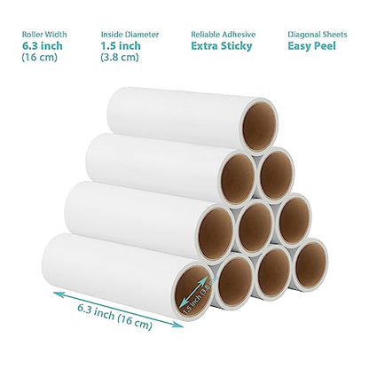 Lint Roller Refills 6.3 inch Great Value 10 Pack Extra Sticky Lint Remover Refills for Pet Hair Clothes Floor 6.3 inch Wide Lint Roller Replacement Refills - size: 10-Pack