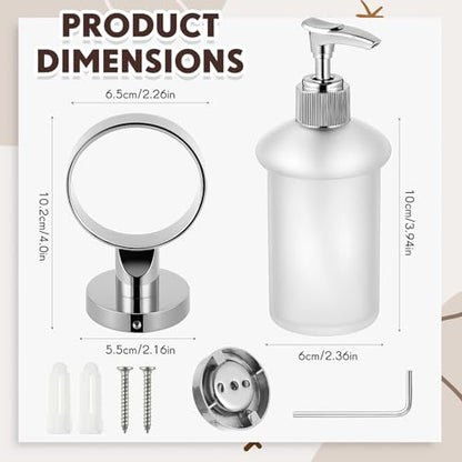1 Pack Hand Soap Dispenser Wall Mount Bathroom Glass Soap Dispenser Pump Bottle with Stainless Steel Pump for Kitchen Bathroom Countertop
