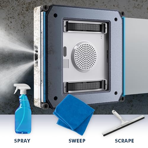 HOBOT-SP10 iScraper Window Cleaning Robot, Spray-Sweep-Scrape, 6000Pa Suction, App + Remote Control, Framed/Frameless Glass, Indoor/Outdoor Use