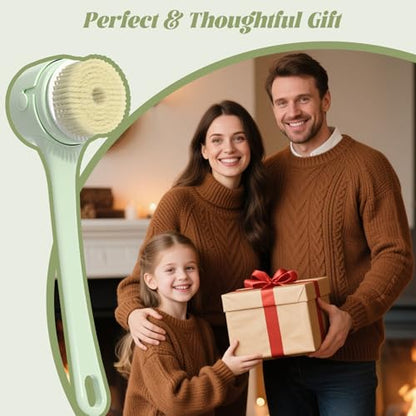 Electric Body Brush, 3 Speed Silicone Body Scrubber with LCD Display, 5in1 Back Scrubber for Shower, Waterproof Rotating Body Brushes, Rechargeable Bath Brush for Clean Exfoliate Massage (Green) - color: Green