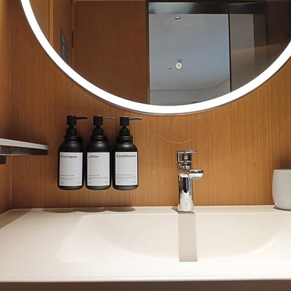Shampoo Dispenser for Shower Wall, Shampoo and Conditioner Dispenser with 16 Waterproof Labels, Shower Dispenser 3 Chamber No Drill, Shower Soap Dispenser Wall Mounted for Bathroom, 17oz, Black - color: 2-black Bottle + Black Pump