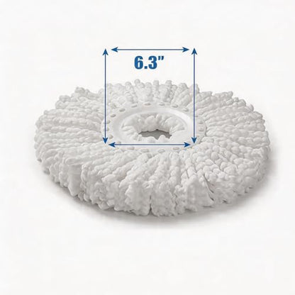 Spin Mop Heads Refill, Easy Wring Microfiber Replacement Pads for Deep Cleaning 6-Pack Universal Fit for Most Round Spin Mops - color: White