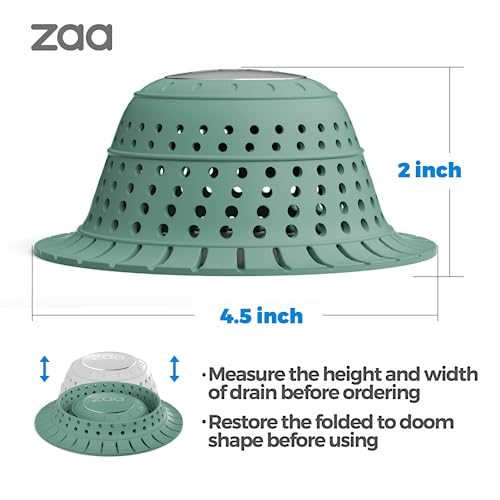 zaa Bathtub Drain Hair Catcher, Premium Silicone Collapsible 2 Pack Drain Protector for Pop-Up & Regular Drains of Shower, Bathtub, Tub, Bathroom, Sink, Gray Green - color: Gray Green