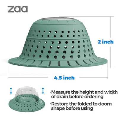 zaa Bathtub Drain Hair Catcher, Premium Silicone Collapsible 2 Pack Drain Protector for Pop-Up & Regular Drains of Shower, Bathtub, Tub, Bathroom, Sink, Gray Green - color: Gray Green