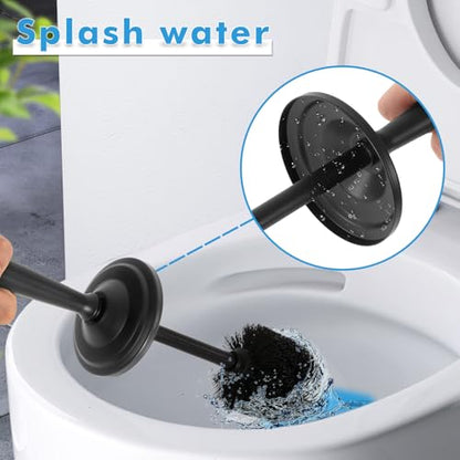 Black Toilet Brush and Holder Set, Stainless Steel Toilet Brush for Bathroom,Heavy Duty Black Toilet Bowl Brush and Holder,Deep Cleaning Modern Toilet Cleaner Brush -Space Saving, Covered Brush - color: Black