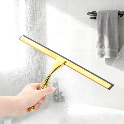 Golden All-14-Inch Purpose Shower Squeegee for Shower Doors, Tile Shower Walls, Bathroom, Window, Glass and Car Windshield, Mirrors and Kitchen-Stainless Steel (14-Inch)