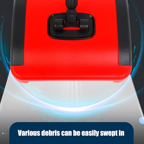 Manual Carpet Sweeper with 3 Rolling Brushes, Wheels and Large 43" Detachable Waste Bin for Pet Hair Dust Debris Floor Cleaner