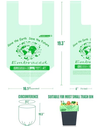 BEIDOU-PAC 1.6 Gallon Compostable Trash Bags with Handle, 250 Count Small Compost Kitchen Garbage Bags, Food Scrap Waste Bags for Countertop Bin, ASTM D6400, US BPI Certified - style: Handle | 1.6 Gallon | 250 Count