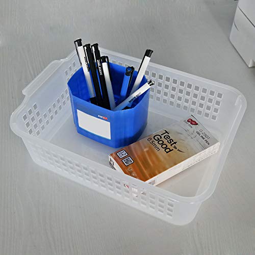 6-Pack Rectangular Plastic Storage Organization Trays, Clear | Turn in Containers, Multipurpose Drawer Trays, Kitchen Pantry Containers, Desk Organizer Bin