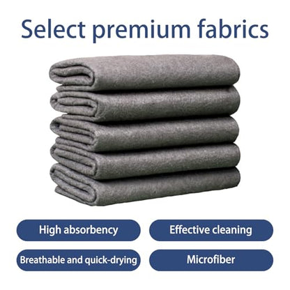 Pack of 5 Thickened Microfiber Shop Towels Reusable Lint Free Streak Free Absorbent Dust Cloth for Glass Mirror Cars Kitchens Home Automotive Mechanic Garage Cleaning
