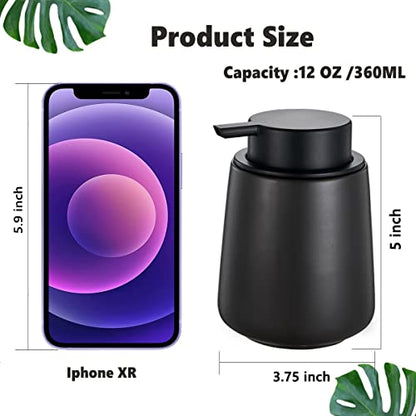12Oz Black Soap Dispenser - Modern Ceramic Lotion Hand Soap Dispenser with Easy-to-Press Black Pump, Reusable and Refillable Liquid Dish Soap Dispensers for Bathroom & Kitchen - color: Black, style: Liquid Pump