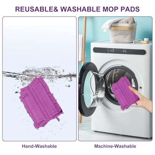6 Pack Mop Refill Pads for PowerMop Multi-Surface and Wood Mop Pads Refill, Washable & Reusable Microfiber Spray Cleaning (Purple) - color: 6p