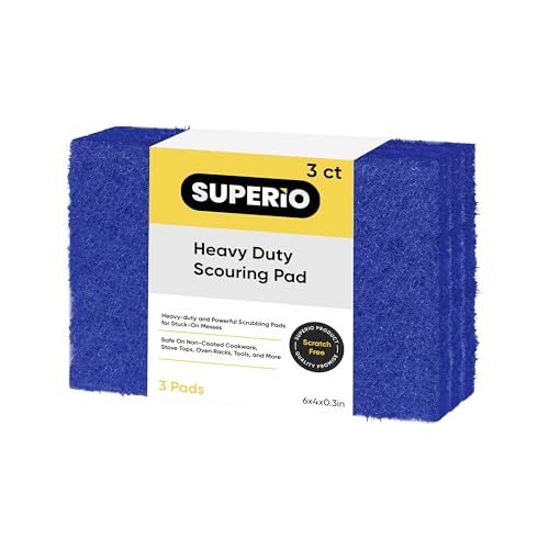 Superio Heavy Duty scouring Pads Non-Scratching Scrubber, Non-Scratch Cleaning Scrub Pads, Eco-Friendly Reusable Kitchen Scrubbing Pad, Great for Non-Stick Cookware