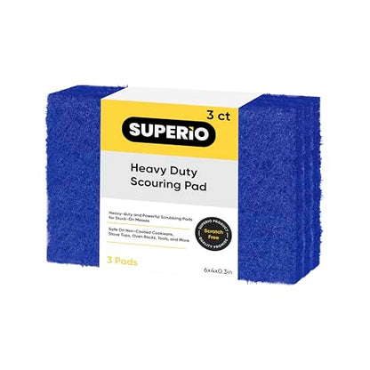 Superio Heavy Duty scouring Pads Non-Scratching Scrubber, Non-Scratch Cleaning Scrub Pads, Eco-Friendly Reusable Kitchen Scrubbing Pad, Great for Non-Stick Cookware