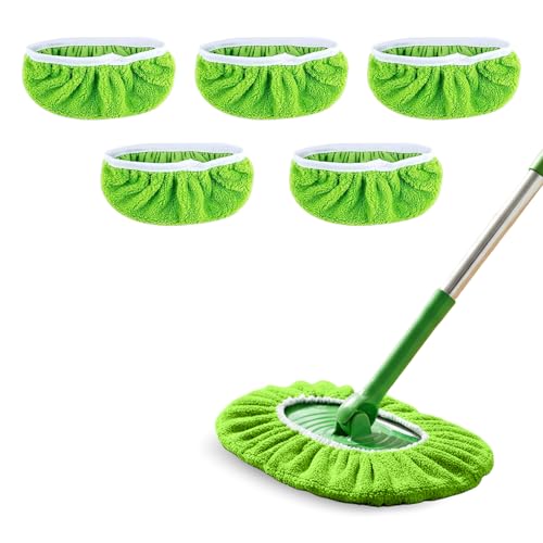 5 Pack Reusable Microfiber Mop Pads - Dry Sweeping Cloths & Wet Mopping Cloths - Washable Wet Pads Refill for Mopping Floors (Mop is not Included), Green - color: Green 5-pack
