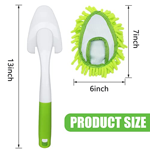 Microfiber Duster for Cleaning, Hand Washable Dusters with 4 pcs Replaceable Microfiber Head,Wet and Dry Use, Detachable Cleaning Supplies for Office, Car, Window, Furniture, Wall