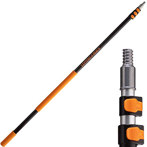 4-12 ft Long Telescopic Extension Pole // Multi-Purpose Extendable Pole with Universal Twist-on Metal Tip // Lightweight and Sturdy // Best Telescoping Pole for Painting, Dusting and Window Cleaning - size: 12 feet