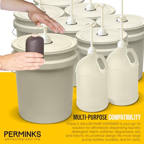 5 Gallon Pump Dispenser - Pump for 5 Gallon Bucket, Jug, Bottle, Large Container - Great for Shampoo & Conditioner, Laundry Detergent, Snow Cone Syrup, Bleach Liquid, Oil & More (Pack of 2) - size: 2-Pack