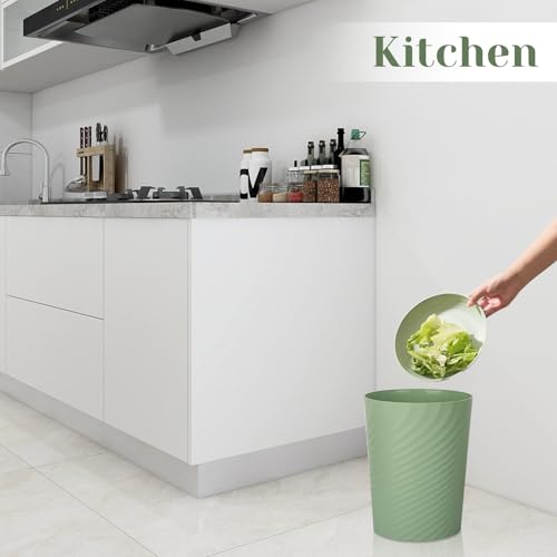 UUJOLY Bathroom Small Trash Can with Trash Bag Plastic Garbage Can Round Waste Basket for Bathrooms, Laundry Room, Kitchens, Offices, Kids Rooms, Dorms, 1.8 Gallons, 3 Pack (Blue Green Beige) - color: Navy Blue+Green+Beige